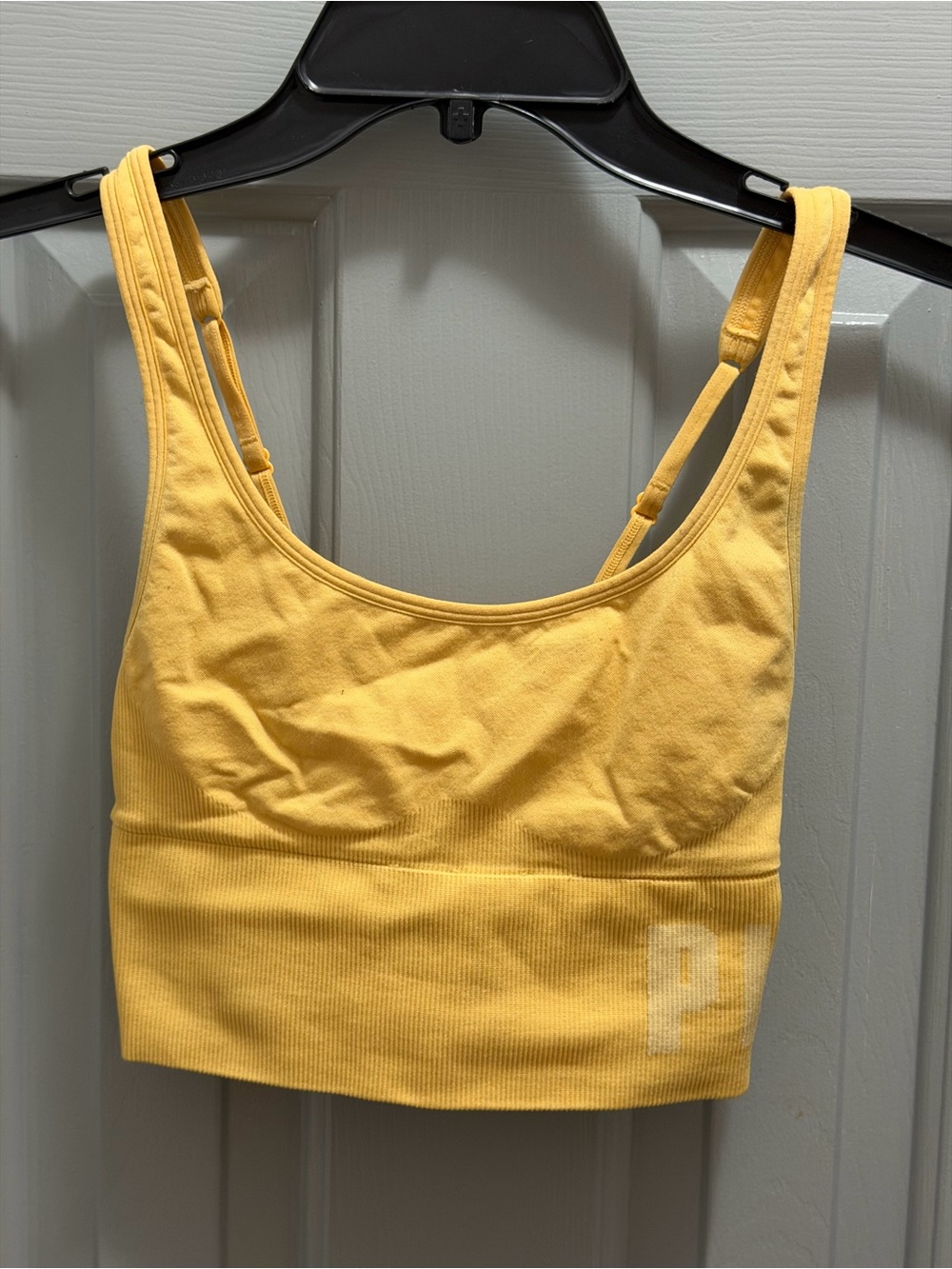 Pink by Victoria’s Secret Seamless Square Neck Crop Sports Bra Yellow Size Small